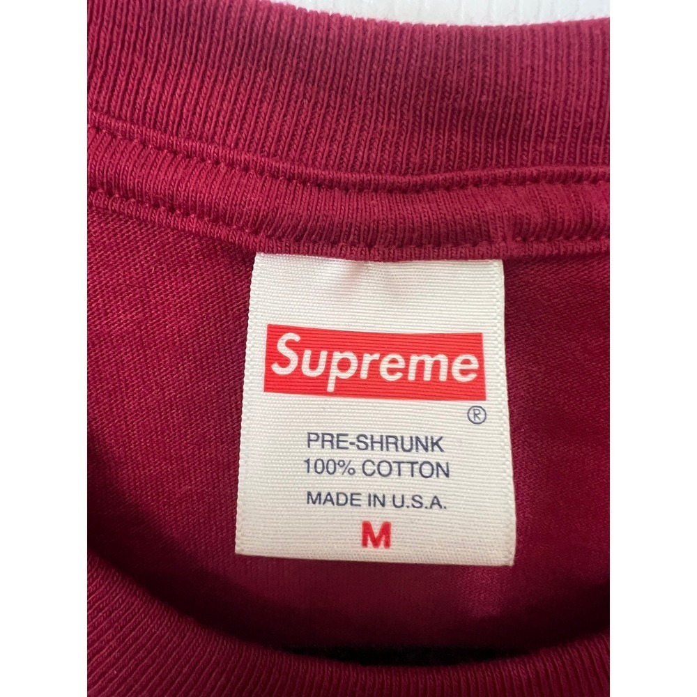Supreme Blank T-Shirt Mens Medium Red Short Sleeve Crewneck Made in USA‎ Cotton - Picture 4 of 6